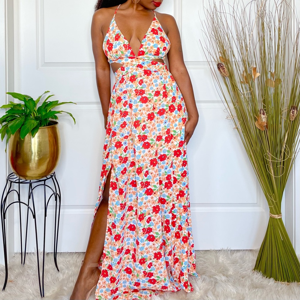 Floral Cutout Maxi Dress